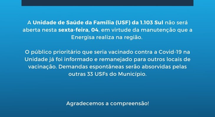 Comunicado – USF 1.103 SUL