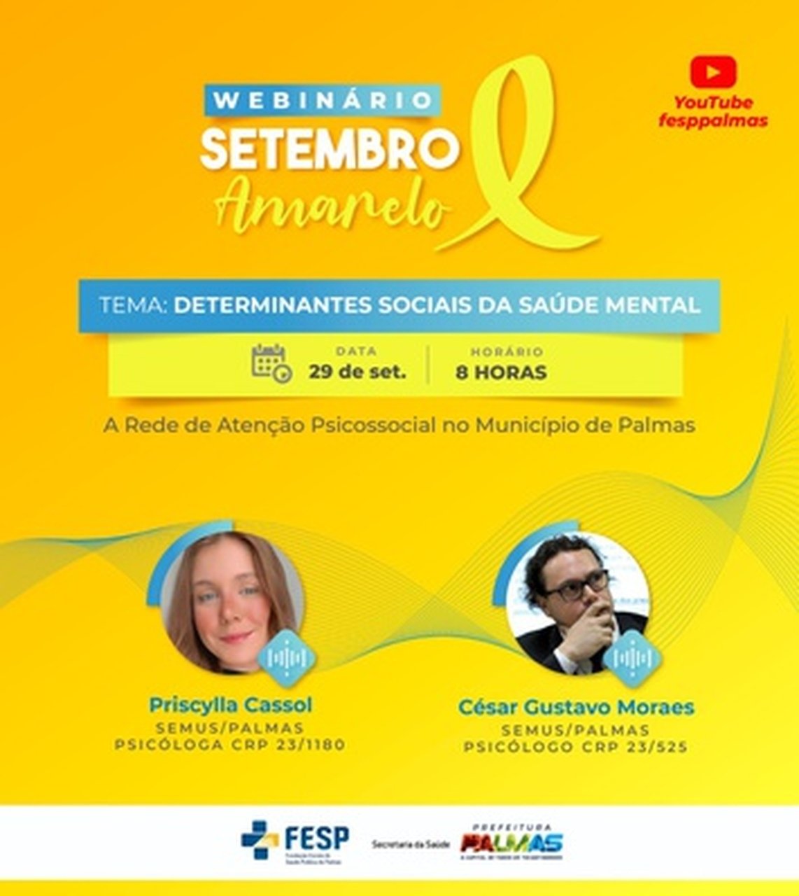 Setembro Amarelo: webinário sobre saúde mental termina nesta quarta, 29