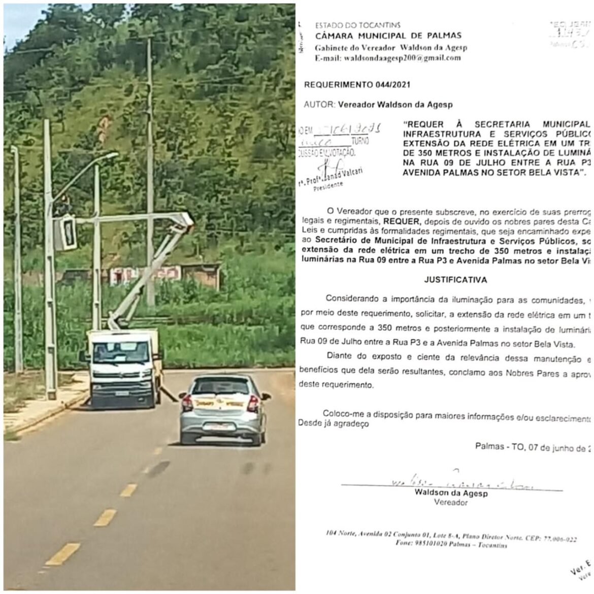 Setor bela vista, em Palmas, ganha  mais 350 metros de rede elétrica após pedido do vereador Waldson da Agesp