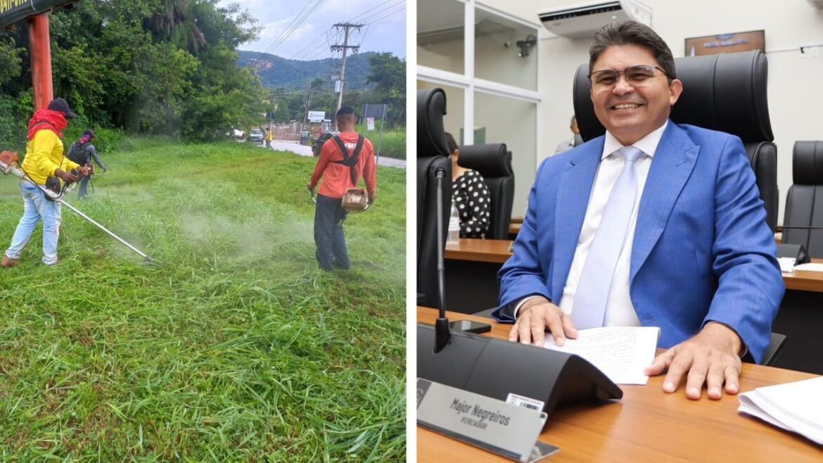 Vereador Major Negreiros tem requerimento atendido e serviços de limpeza, roçagem, recolhimento de galhadas e tapa-buracos são realizados em Taquaruçu