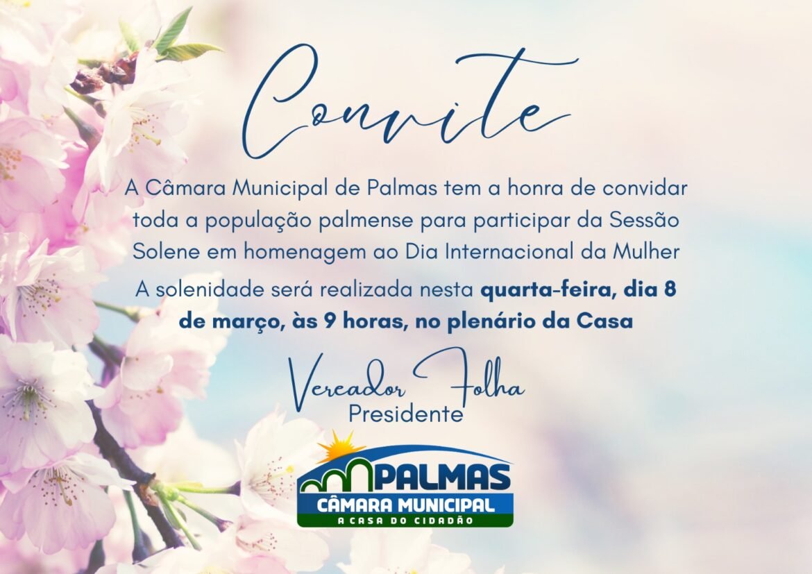 Folha convida população para Sessão Solene em homenagem ao Dia Internacional da Mulher