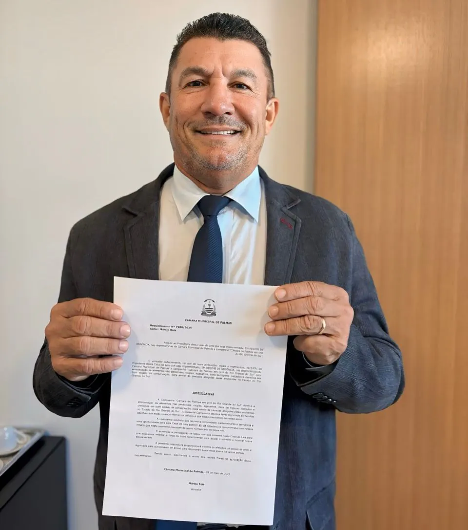 Vereador Márcio Reis mobiliza Câmara de Palmas em campanha solidária para a tragédia no Rio Grande do Sul